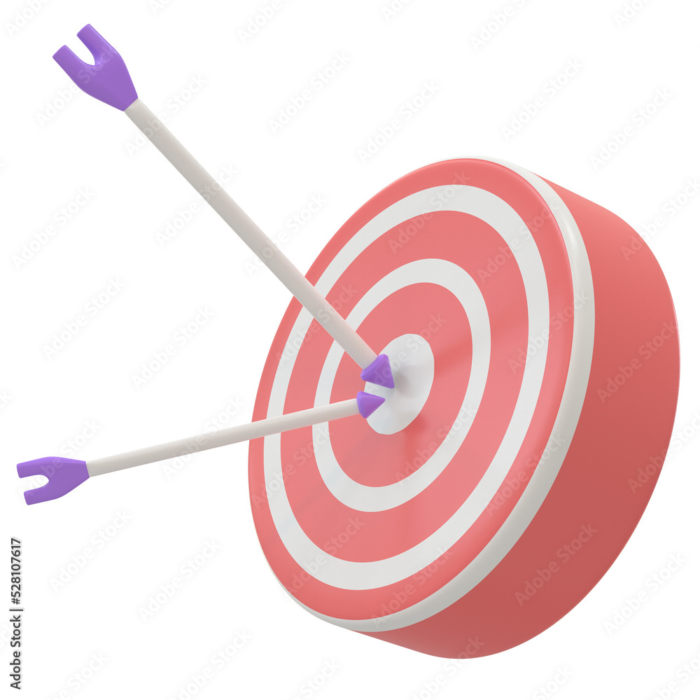 red dart on a target 3d render red dart on a target 3d render