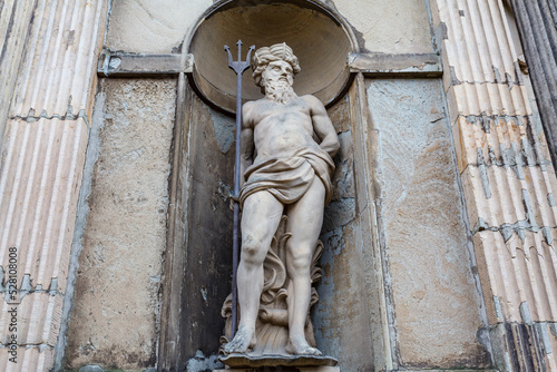 Neptune statue, Kronborg Slot castle in Helsingor, Denmark, Europe