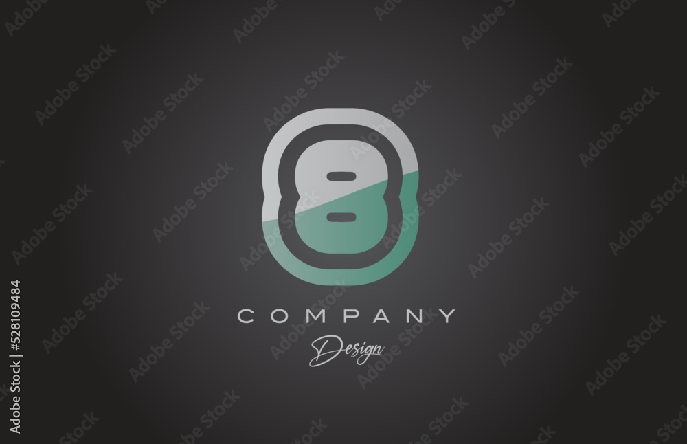 8 green grey number logo icon design. Creative template for company and business 8 green grey number logo icon design. Creative template for company and business