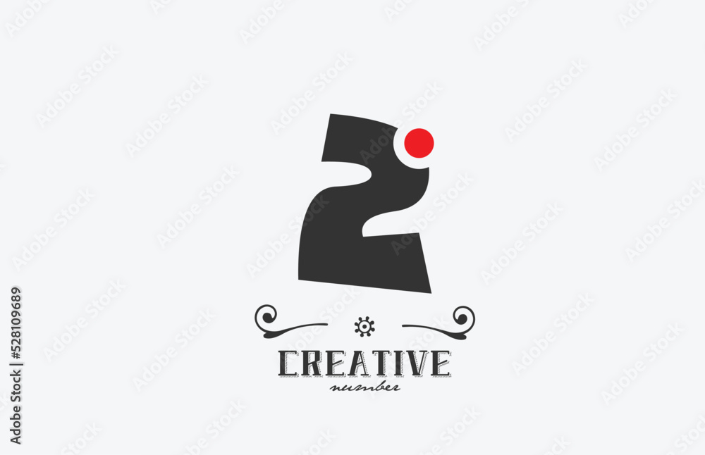 grey 2 number logo icon design with red dot. Creative template for company and business grey 2 number logo icon design with red dot. Creative template for company and business