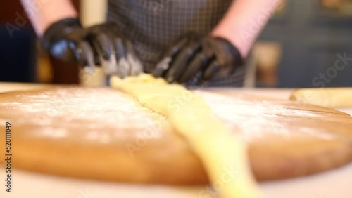 the process of making croissants by hand close-up