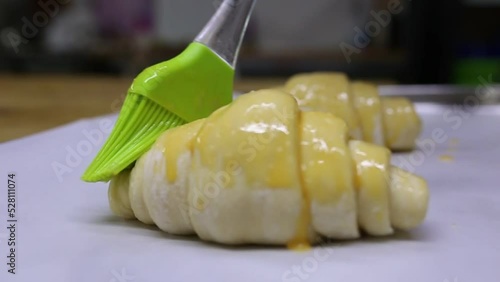 the process of making croissants by hand close-up