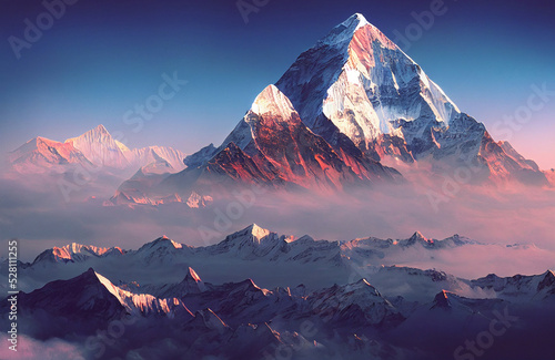 Papier peint sunset over the Everest  digital art