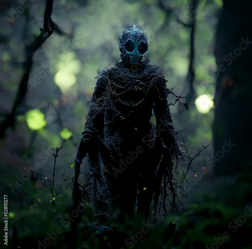 scary ghoul in dark forest Halloween digital art photo