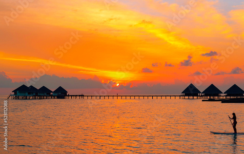 A picturesque sunset in the Maldives
