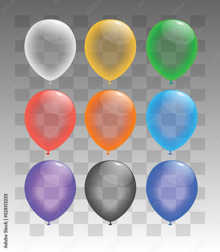 3d transparent 6 balloons