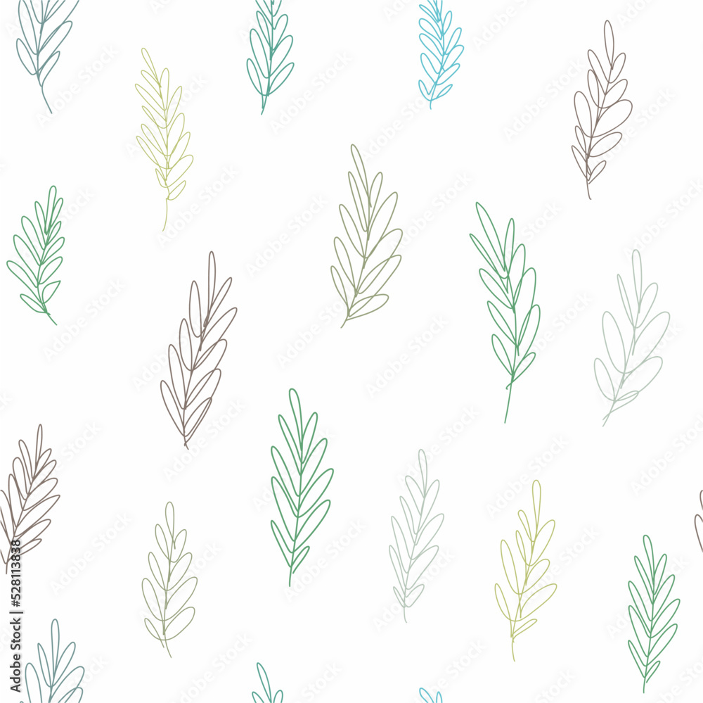 Vector pattern of leaves and branches drawn by hand in the style of a doodle line. Vector pattern of leaves and branches drawn by hand in the style of a doodle line.