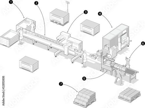 Automatic production conveyor.  Robotic industry concept