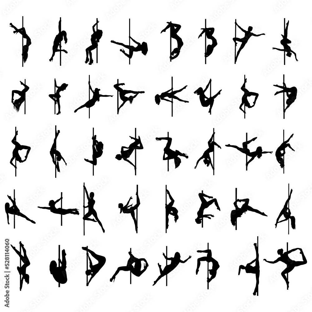 Naklejka premium Set of Striptease Dancer silhouette