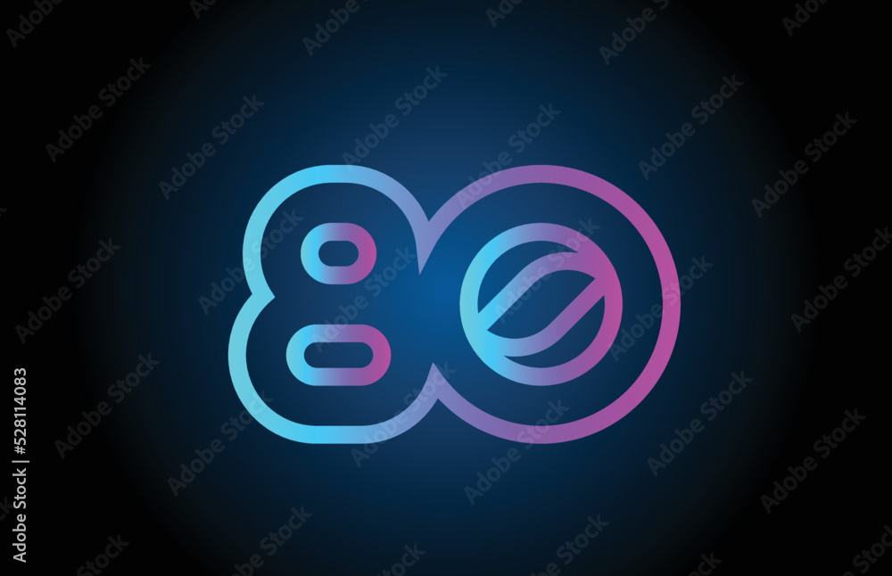 Obraz premium pink line 80 number logo icon design. Creative template for business and company
