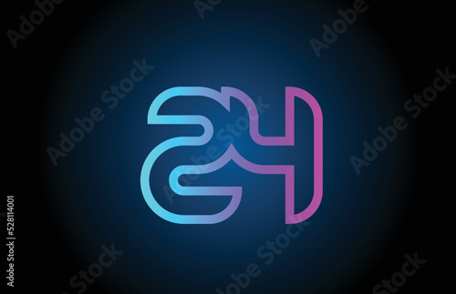 pink line 24 number logo icon design. Creative template for business and company
