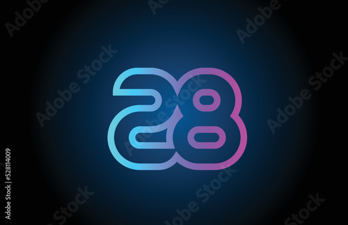 pink line 28 number logo icon design. Creative template for business and company