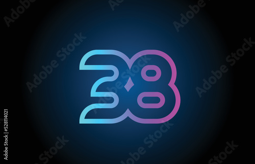 pink line 38 number logo icon design. Creative template for business and company photo