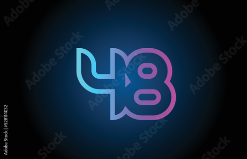 pink line 48 number logo icon design. Creative template for business and company