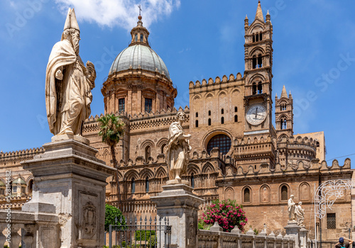 Palermo, Italy: July 6, 2020: Palermo Cathedral is the cathedral church of the Roman Catholic Archdiocese of Palermo, located in Palermo, Sicily, southern Italy. © JEROME LABOUYRIE