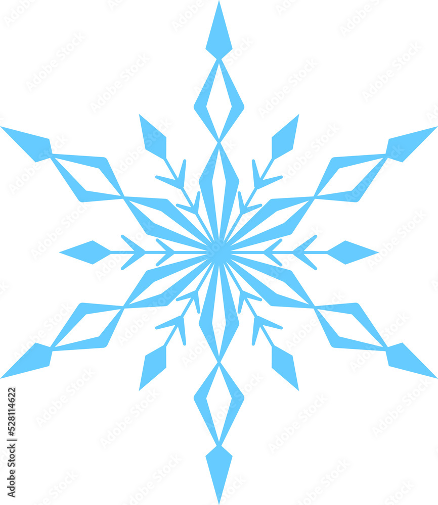 Big beautiful complex Christmas snowflake in light blue color