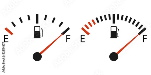 Set of Fuel gauge icon showing full. Vector illustration.