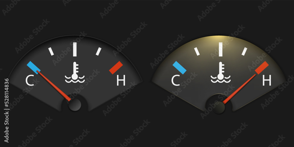 Fototapeta premium Temperature car gauge with frame. Vector illustration. Eps 10. Vector illustration.