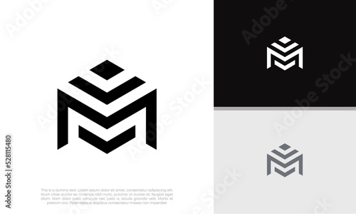 Initials M logo design. Initial Letter Logo. Innovative high tech logo template.