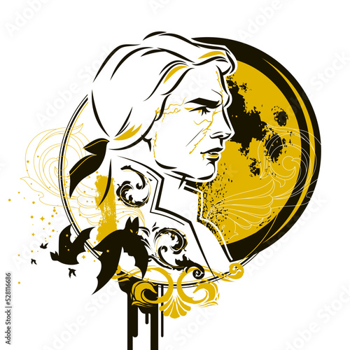 Vampire, portrait in decorative style