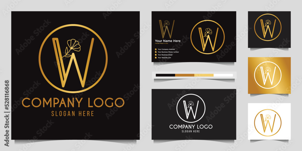 Vetor de W letter fashion logo Modern and luxury style blossom flower ...