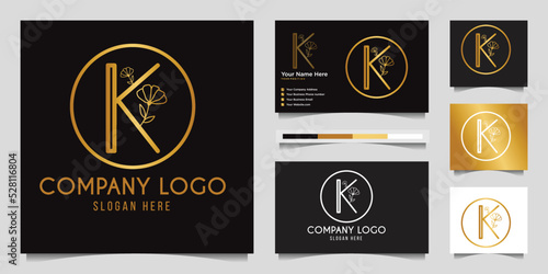 K letter fashion logo Modern and luxury style blossom flower vector for your business Minimal professional abstract logo design template
