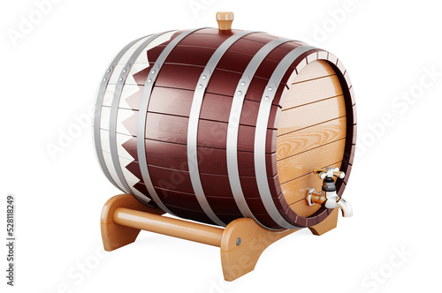 Wooden barrel with Qatari flag  3D rendering