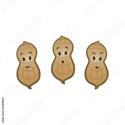 three peanut character mascot vector