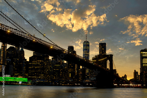 Fototapeta Naklejka Na Ścianę i Meble -  Panoramic view midtown New York Manhattan downtown skyline on Hudson river the scene cityscape during the sunset