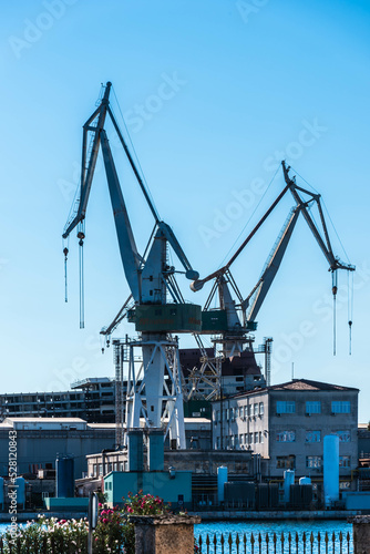 Cranes in the port of pula, croatia