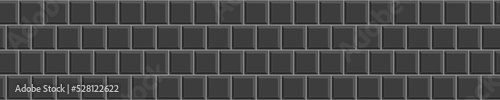 Black tile seamless pattern. Square brick wall background. Kitchen backsplash or bathroom ceramic decoration texture. Vector flat illustration.