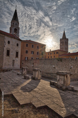 Churches, houses and streets in old city of Zadar