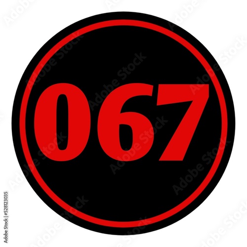 The serial number of participants in the form of a circle with a black background  red numbers to be placed on the chest or back