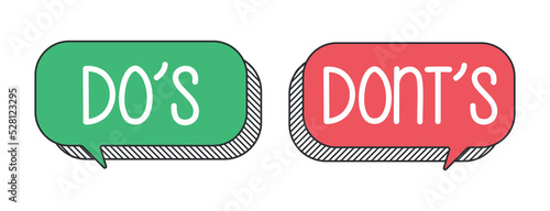 Do and Don't or Good and Bad Icons w Positive and Negative Symbols