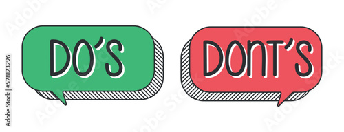 Do and Don't or Good and Bad Icons w Positive and Negative Symbols
