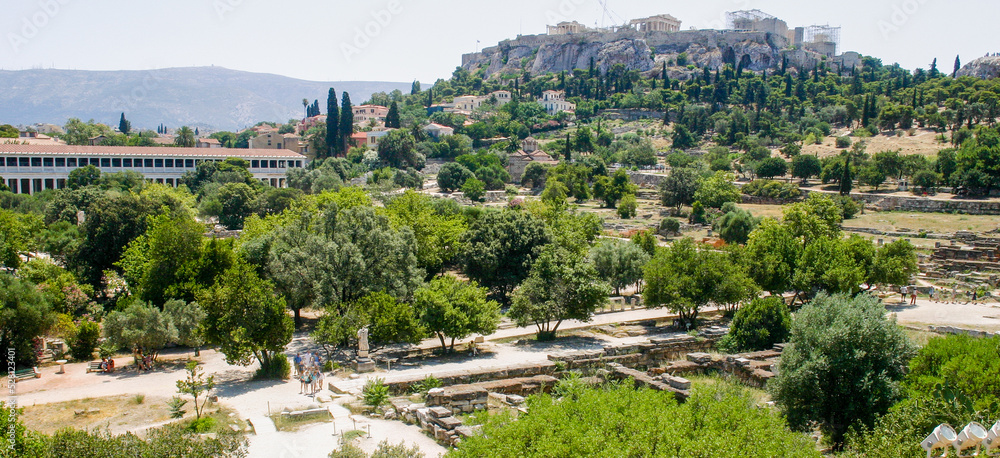 Athens Greece looking at the Agora from a hill Above