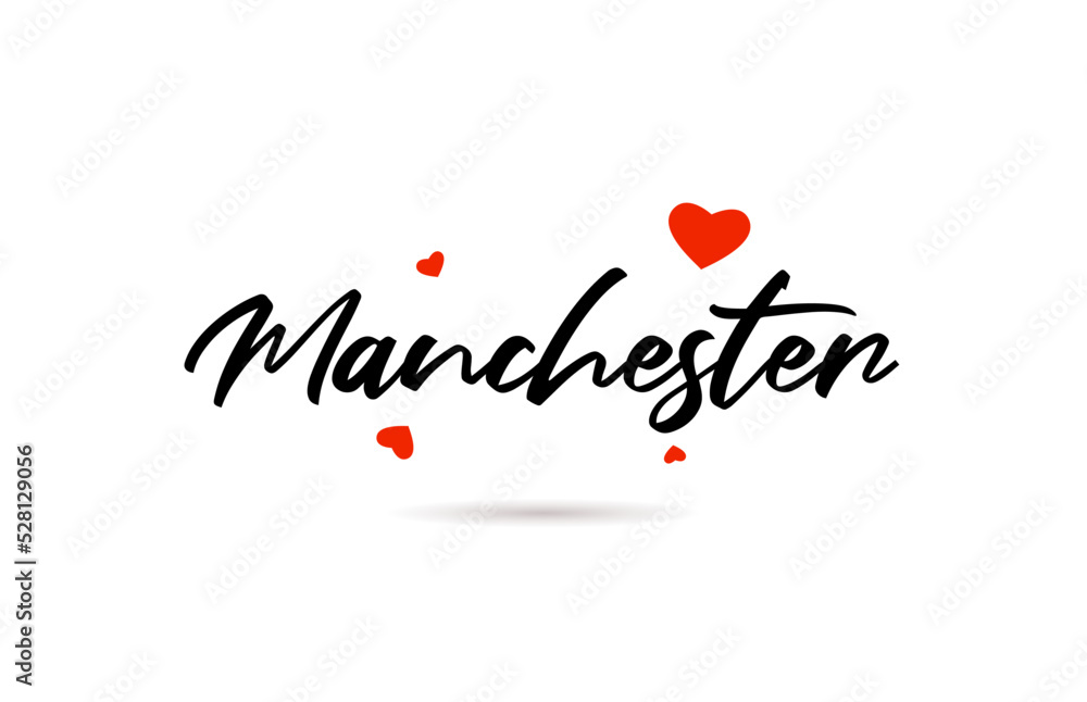 Manchester handwritten city typography text with love heart
