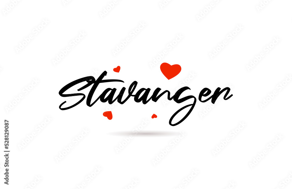 Stavanger handwritten city typography text with love heart