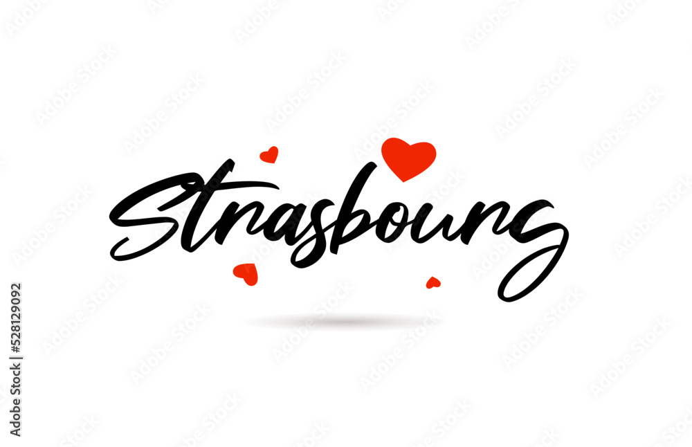 Strasbourg handwritten city typography text with love heart