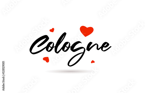 Cologne handwritten city typography text with love heart