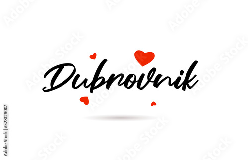 Dubrovnik handwritten city typography text with love heart