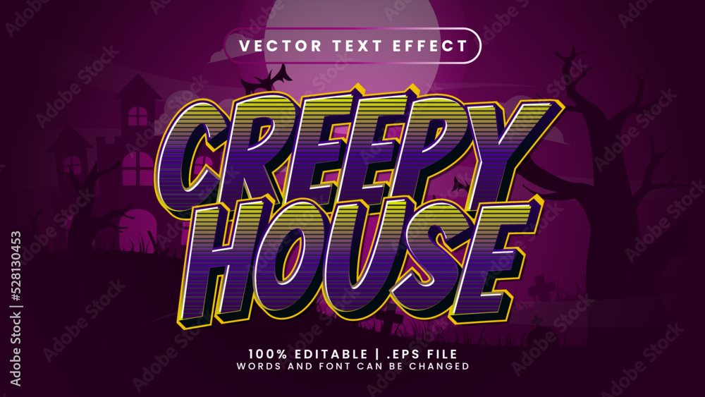 Creepy house 3d editable text effect with halloween and scary text style