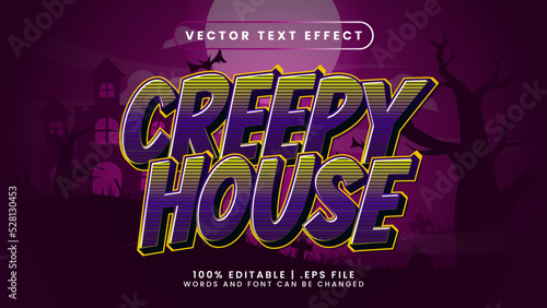 Creepy house 3d editable text effect with halloween and scary text style