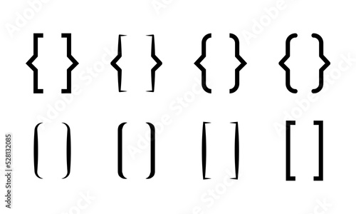 Bracket icon collection. Black bracket set. Icon vintage typography symbol for web design or stock.