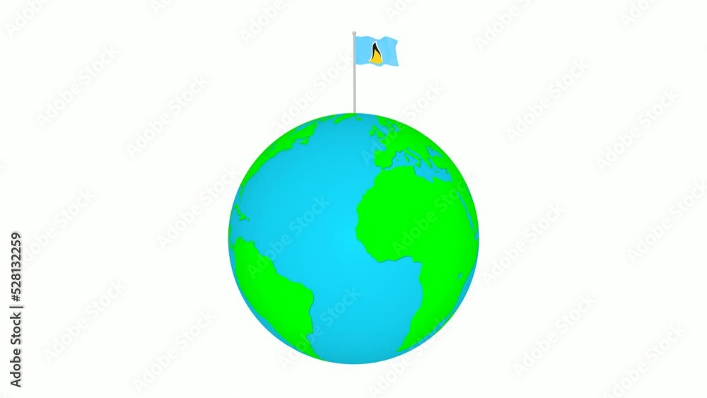 Saint-lucia flag waving on the rotated planet earth Saint-lucia flag waving on the rotated planet earth