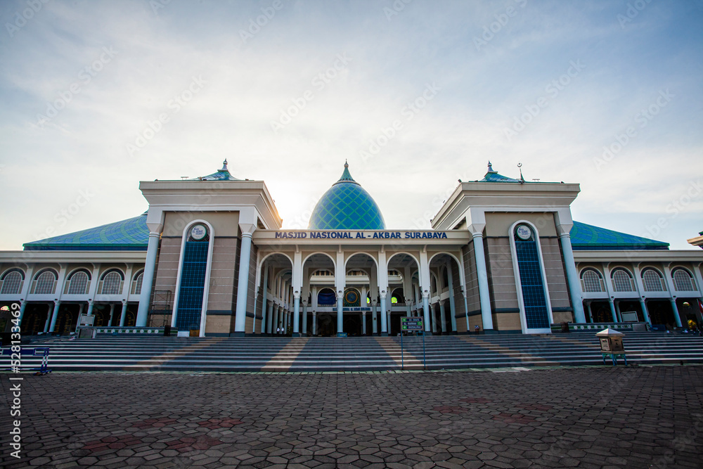 Al-Akbar National Mosque Surabaya, the biggest mosque in Surabaya, East Java Province. The place for islamic people to pray.  
