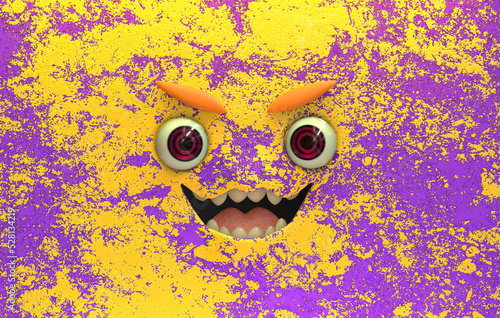 3D Faces render emote image happy monster mischievous smile