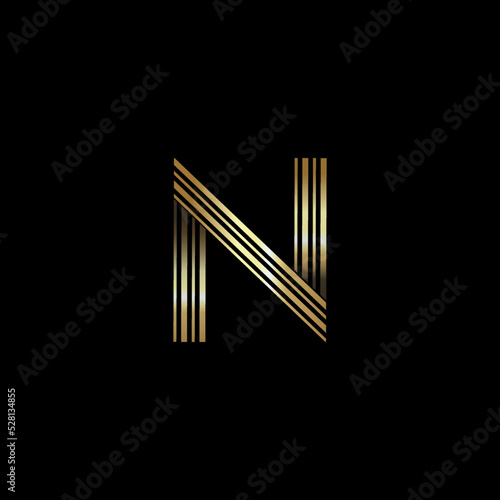 gold n logo design luxury letter n logo