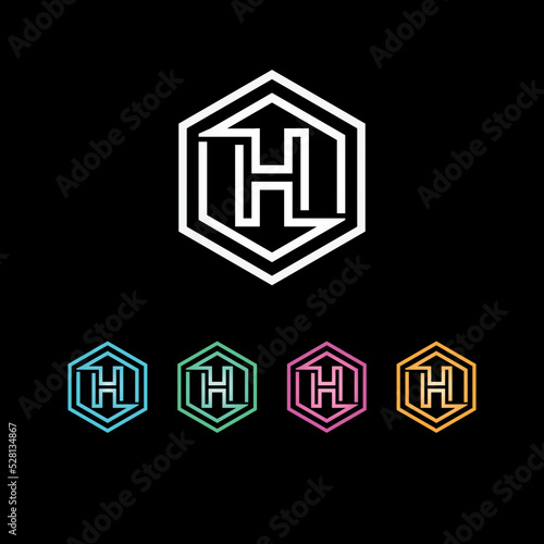 h hexagone logo design creative letter h