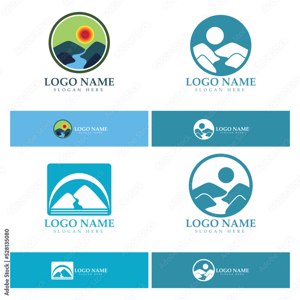 River mountain Logo vector icon illustration design template River mountain Logo vector icon illustration design template